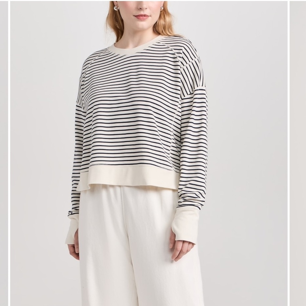 SWEATY BETTY After Class Women’s Nautical Striped Long Sleeve Crop Shirt 4